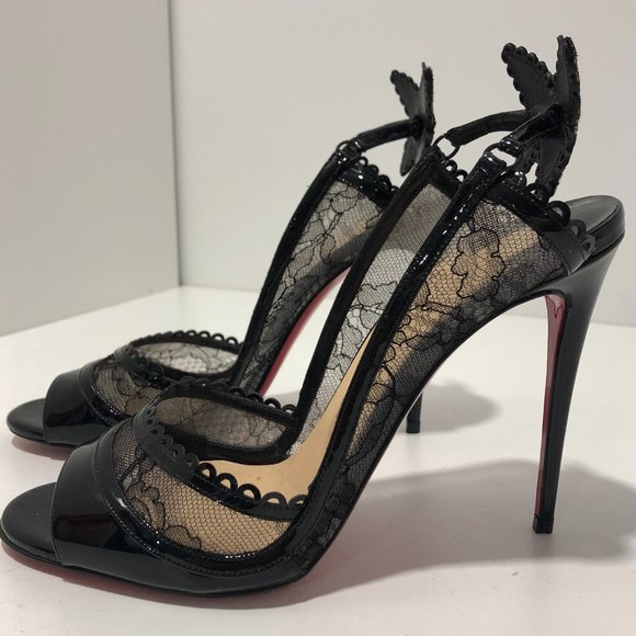 Christian Louboutin Black Lace And Patent Leather - Picture 2 of 6